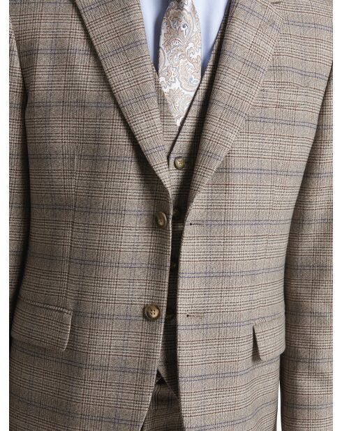 Veste de costume slim stretch à carreaux chestnut