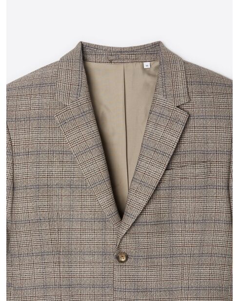 Veste de costume slim stretch à carreaux chestnut