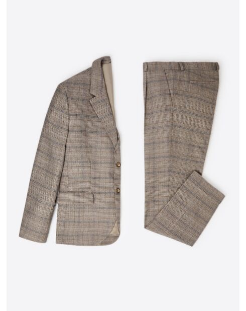 Veste de costume slim stretch à carreaux chestnut