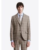 Veste de costume slim stretch à carreaux chestnut