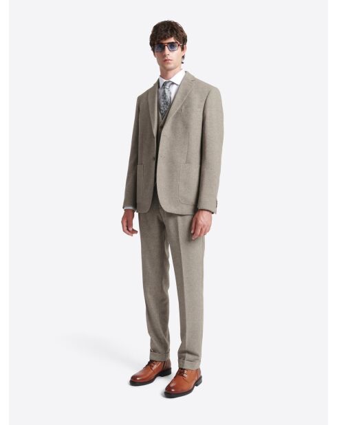 Veste de costume regular en laine taupe