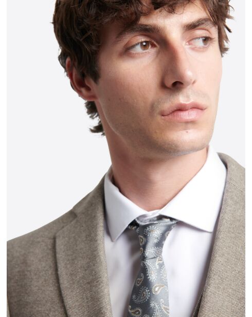 Veste de costume regular en laine taupe