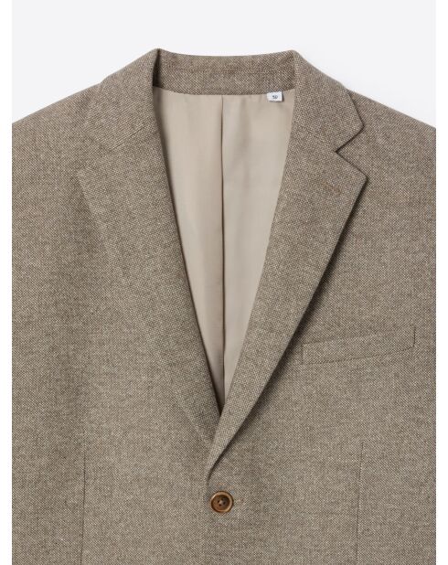 Veste de costume regular en laine taupe