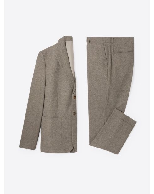 Veste de costume regular en laine taupe