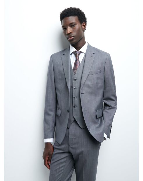 Veste coordonnable extra slim en laine gris artic