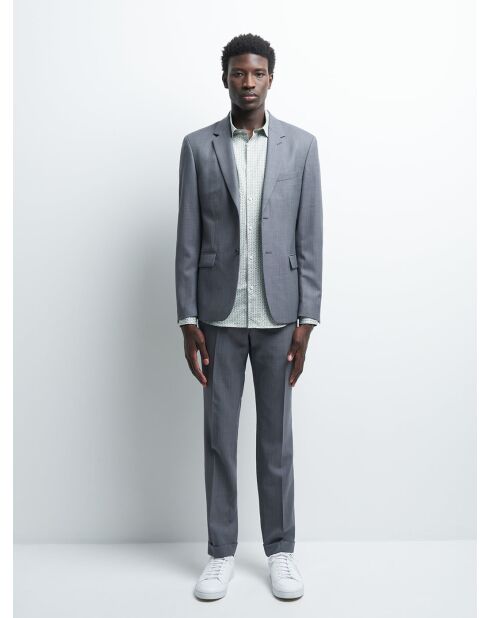 Veste coordonnable extra slim en laine gris artic