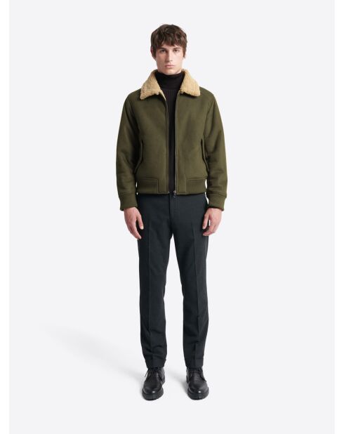 Blouson aviateur col sherpa - L'atelier vert mousse