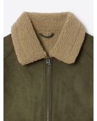 Blouson aviateur col sherpa - L'atelier vert mousse