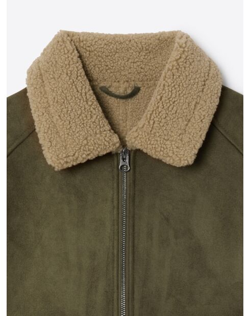 Blouson aviateur col sherpa - L'atelier vert mousse