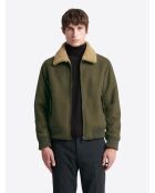 Blouson aviateur col sherpa - L'atelier vert mousse