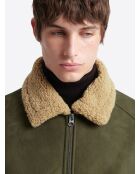 Blouson aviateur col sherpa - L'atelier vert mousse