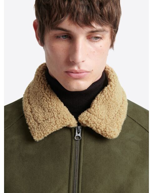 Blouson aviateur col sherpa - L'atelier vert mousse