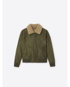 Blouson aviateur col sherpa - L'atelier vert mousse