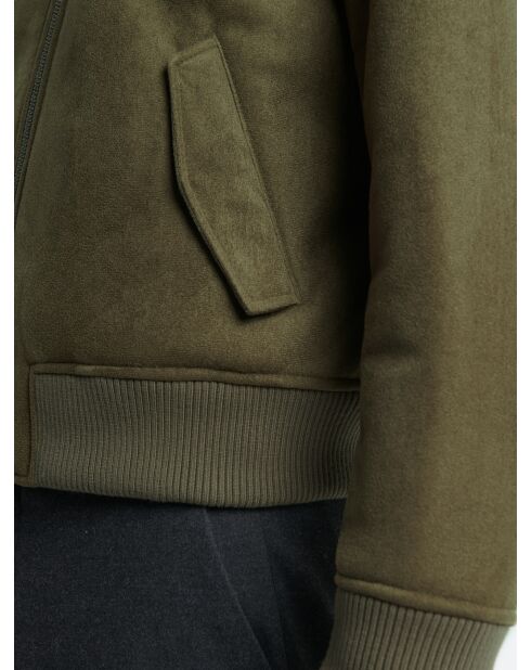 Blouson aviateur col sherpa - L'atelier vert mousse