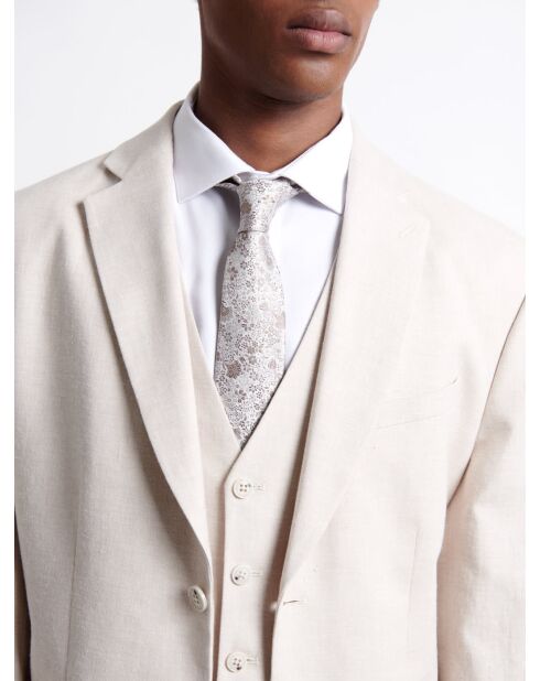 Veste de costume en 100% coton lin grège