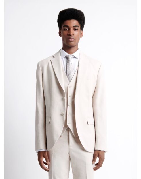 Veste de costume en 100% coton lin grège