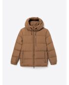 Blouson matelassé à capuche camel