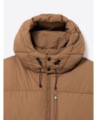Blouson matelassé à capuche camel