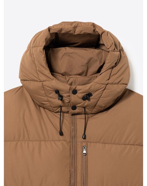Blouson matelassé à capuche camel