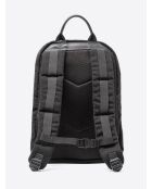 Sac à dos bi-matière en cuir de vachette noir - 30x40x13,5 cm