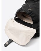 Sac à dos bi-matière en cuir de vachette noir - 30x40x13,5 cm