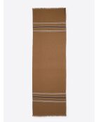 Echarpe à rayures en Coton & Lin caramel - 180x60 cm