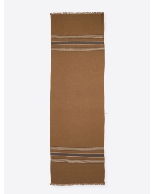 Echarpe à rayures en Coton & Lin caramel - 180x60 cm