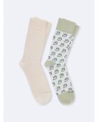 Chaussettes à motifs en coton biologique vert lichen