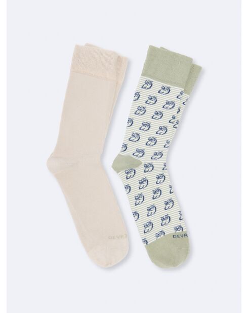 Chaussettes à motifs en coton biologique vert lichen