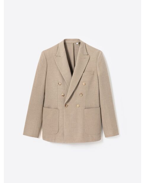 Veste de ville croisée en laine écru 2