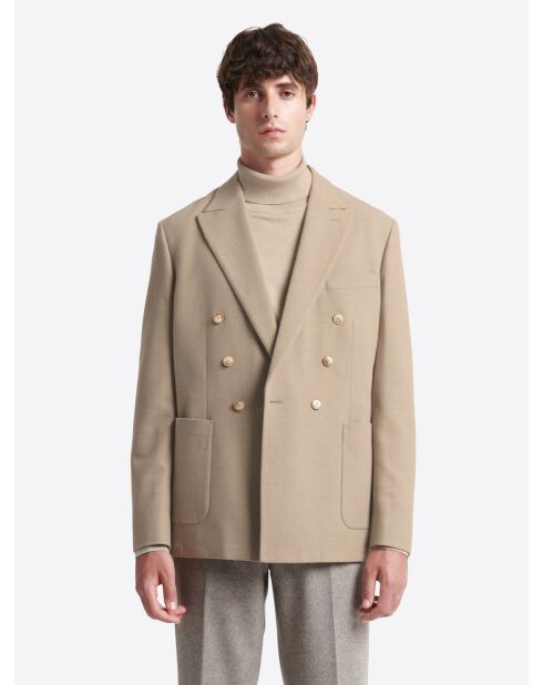 Veste de ville croisée en laine écru 2