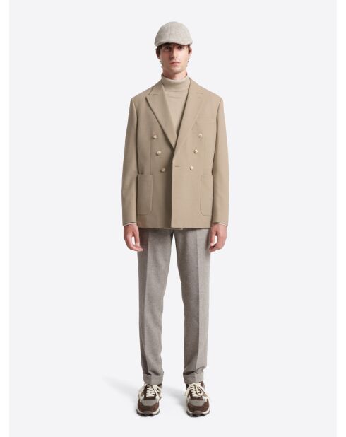 Veste de ville croisée en laine écru 2