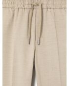 Slack taille élastique en coton beige