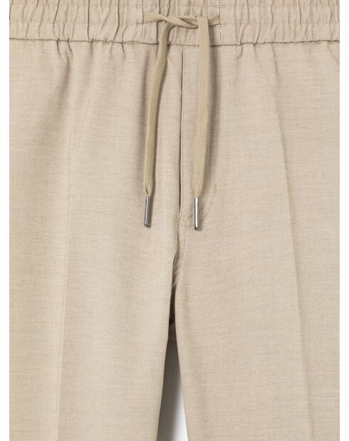 Slack taille élastique en coton beige