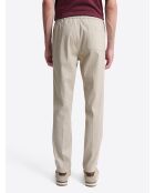 Slack taille élastique en coton beige