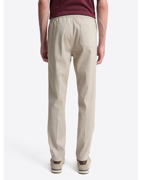 Slack taille élastique en coton beige