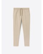 Slack taille élastique en coton beige