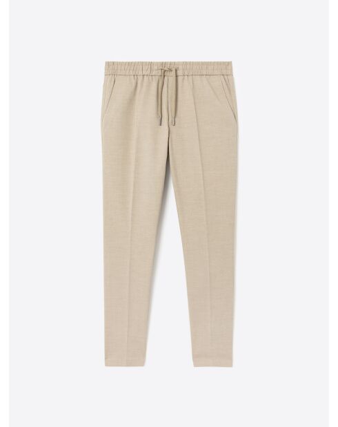 Slack taille élastique en coton beige