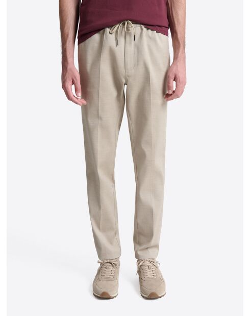 Slack taille élastique en coton beige