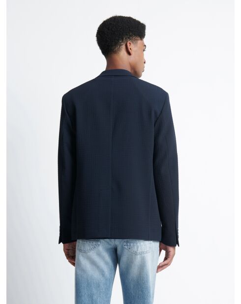 Veste de ville slim en seersucker bleu marine