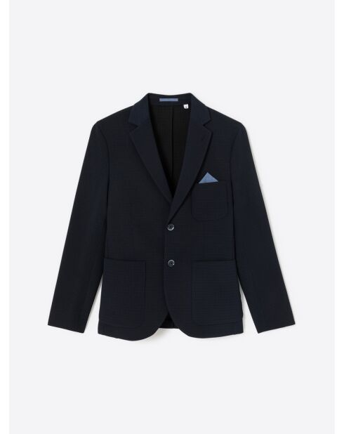 Veste de ville slim en seersucker bleu marine
