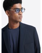 Veste de ville slim en seersucker bleu marine