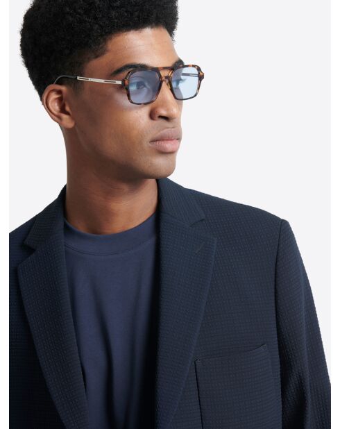 Veste de ville slim en seersucker bleu marine