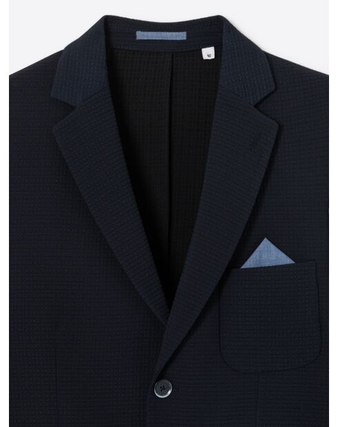 Veste de ville slim en seersucker bleu marine