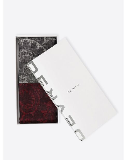 Coffret écharpe à motif cachemire merlot - 180x68 cm