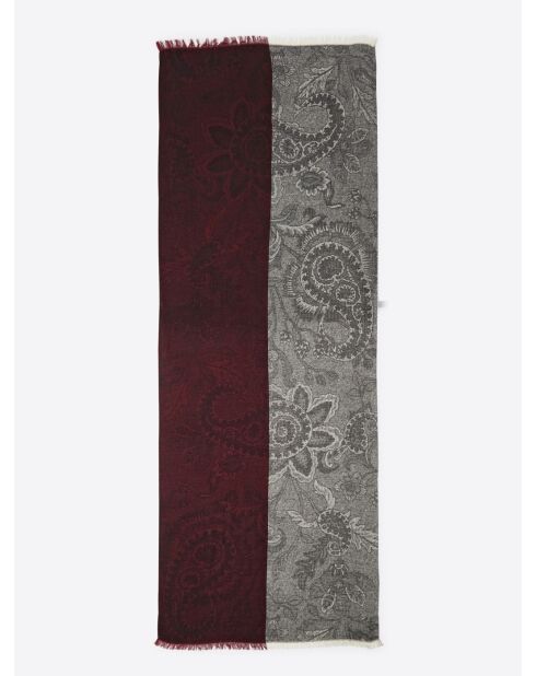 Coffret écharpe à motif cachemire merlot - 180x68 cm