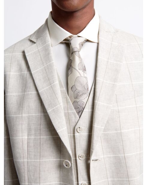 Veste de costume en 100% lin grège