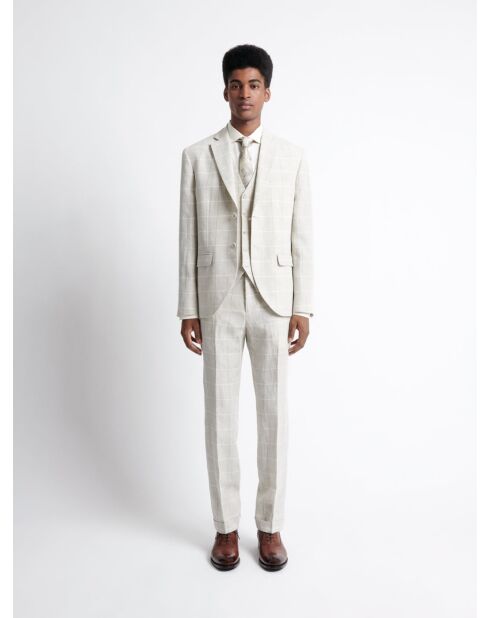Veste de costume en 100% lin grège