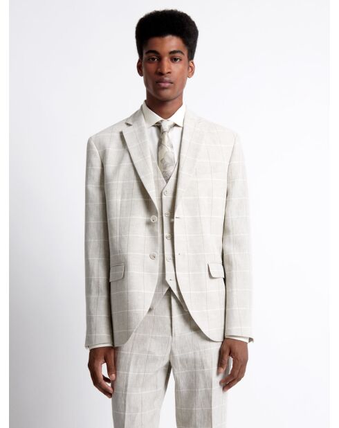 Veste de costume en 100% lin grège