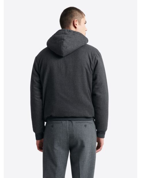 Blouson matelassé à capuche gris moyen